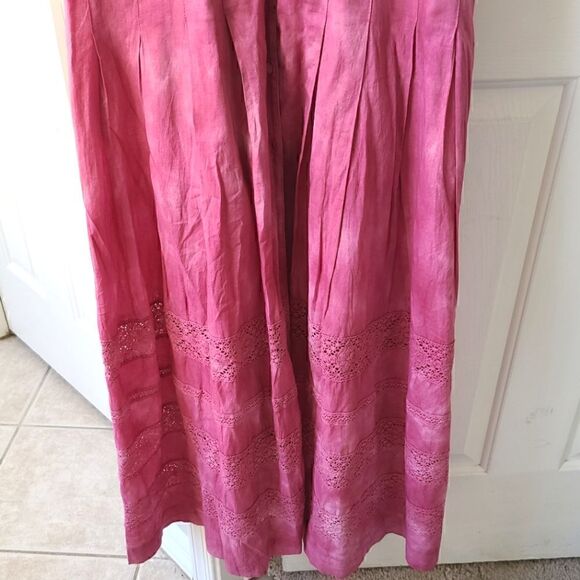 LOVESHACKFANCY Edie Dress Pink Tie Dye Lace Midi XS - Picture 16 of 16